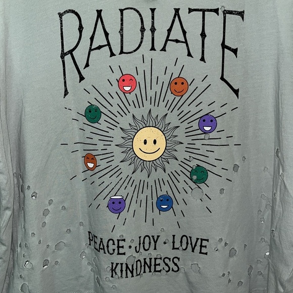 🆕Vinylicons Graphic Tank Top Radiate Peace Joy Love V-Neck Smiley Faces XS - Picture 6 of 12